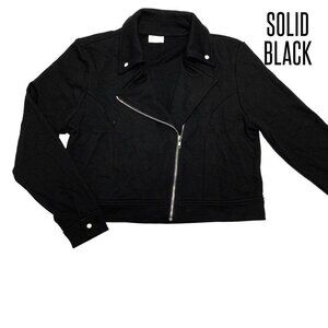 NEW LuLaRoe Presley Moto Jacket Solid Black Y2K Cropped Edgy Fitted NWT